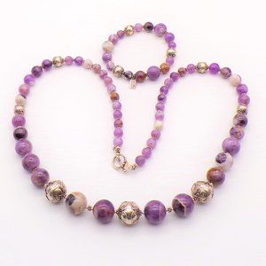 Amethyst and Sterling Silver Necklace and Bracelet